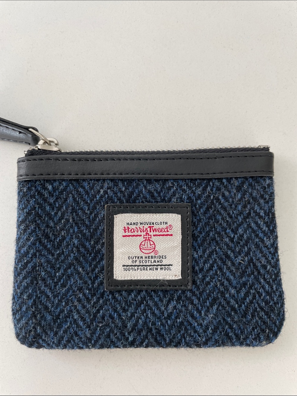 Harris Tweed Navy Zip Coin and Card Pouch Wallet - Picture 3 of 15